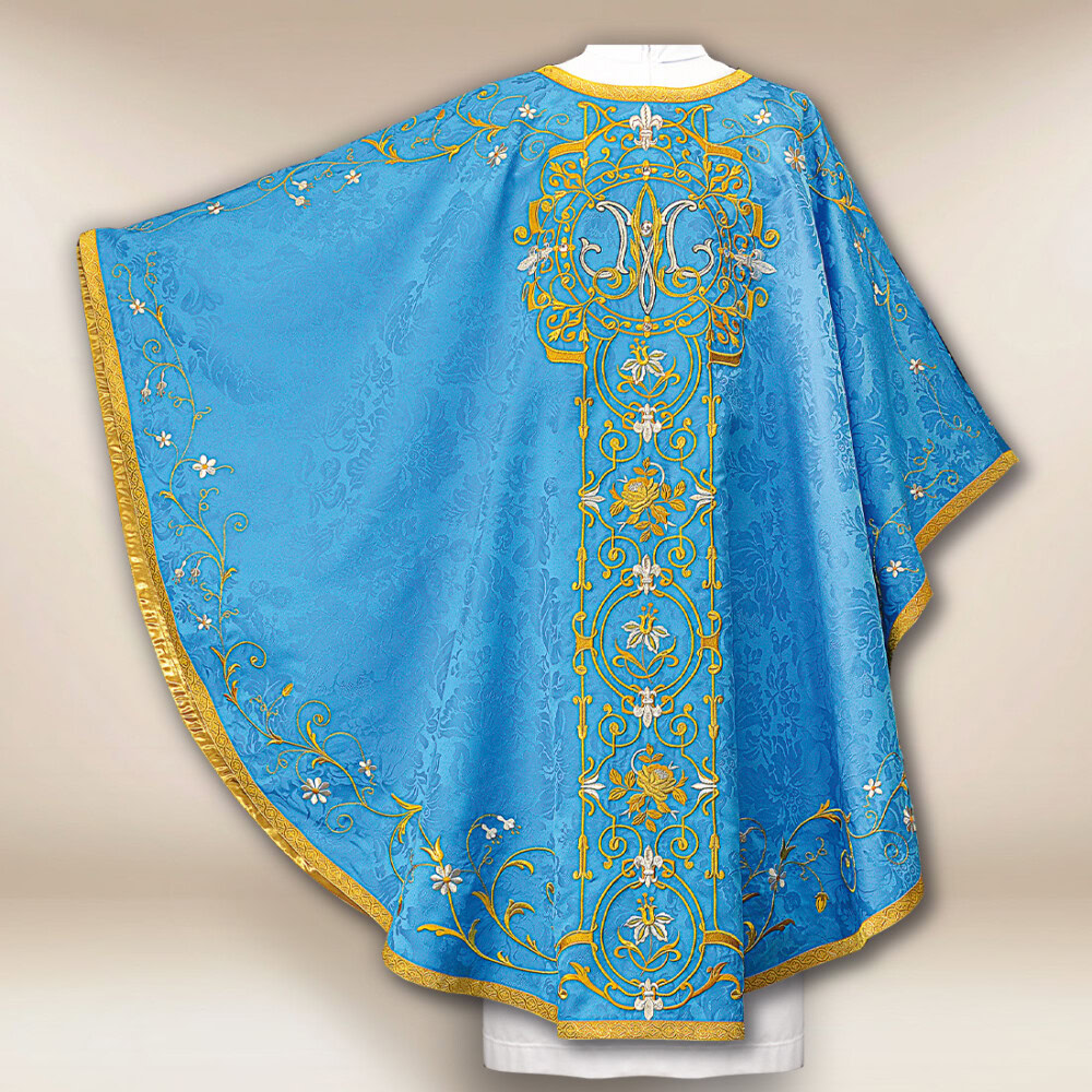 Chasuble mariale brodée bleue