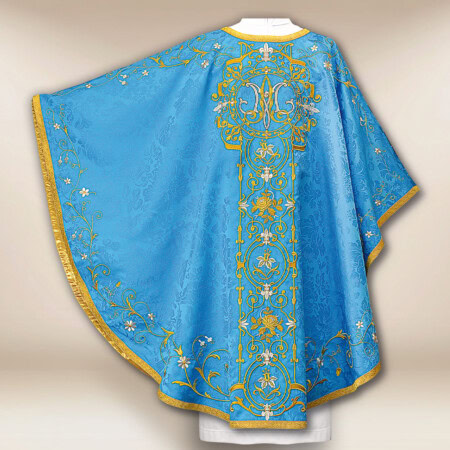 Chasuble mariale brodée bleue