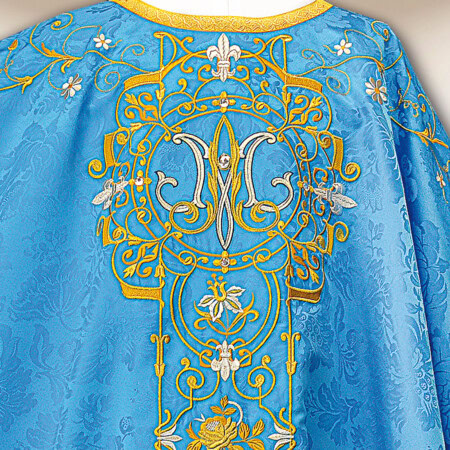 Chasuble mariale brodée bleue