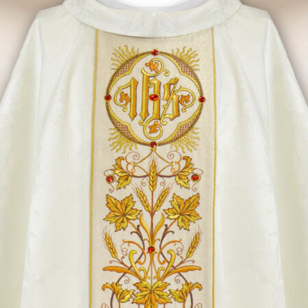Chasuble brodée ecru en jacquard