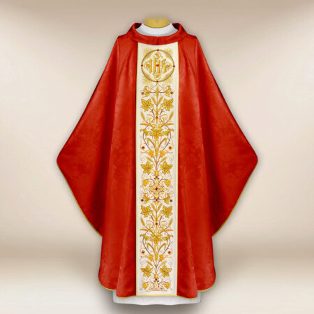 Chasuble brodée en jacquard rouge