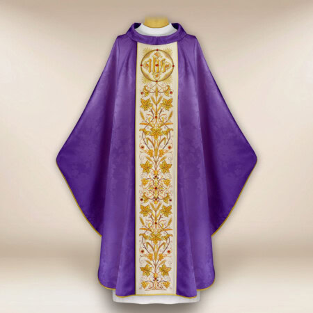 Chasuble brodée en jacquard violet