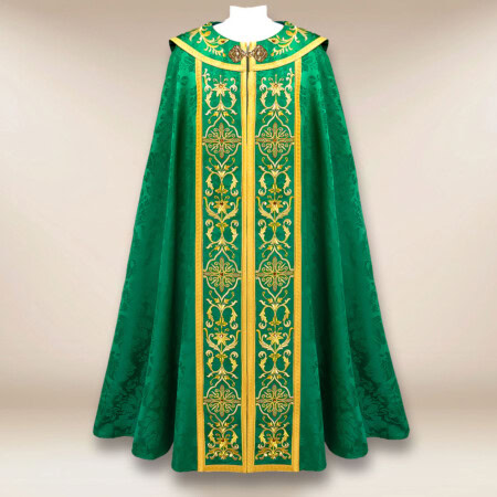 Chape liturgique brodée verte