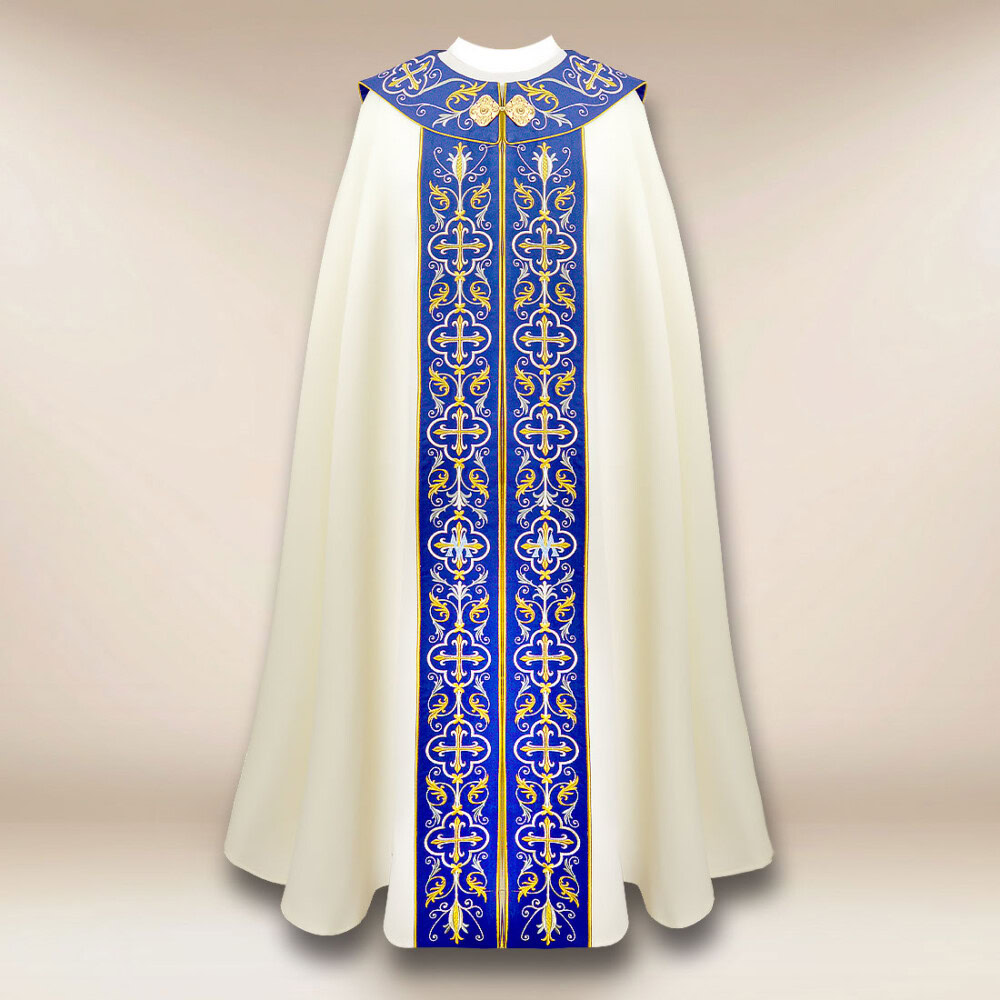 Chape liturgique brodée mariale