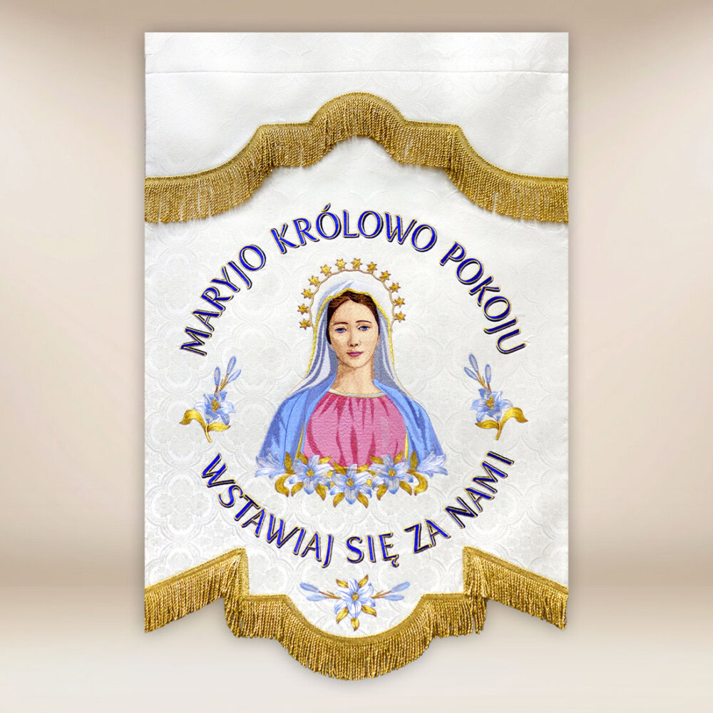 Drapeau brodé Reine de la Paix