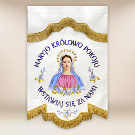 Drapeau brodé Reine de la Paix