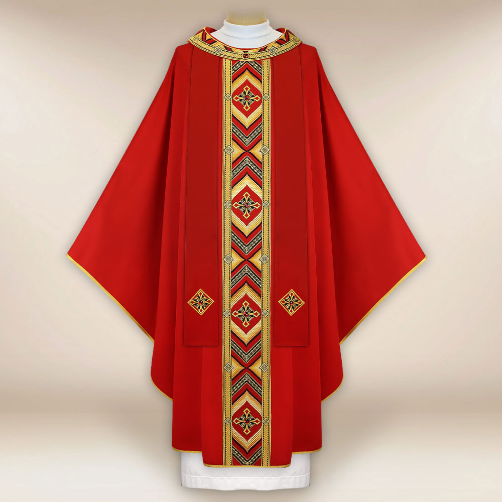 Chasuble brodée rouge
