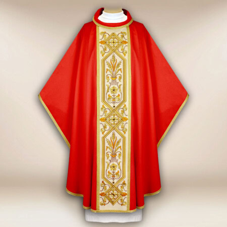 Chasuble rouge brodée avec ceinture