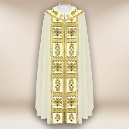 chape liturgique écrue avec croix