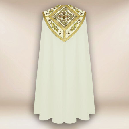 chape liturgique écrue avec croix