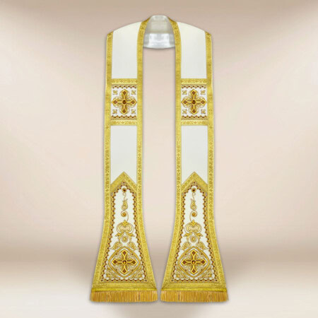 Étole romaine écrue avec croix