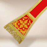 Manipularz liturgiczny czerwony haftowany