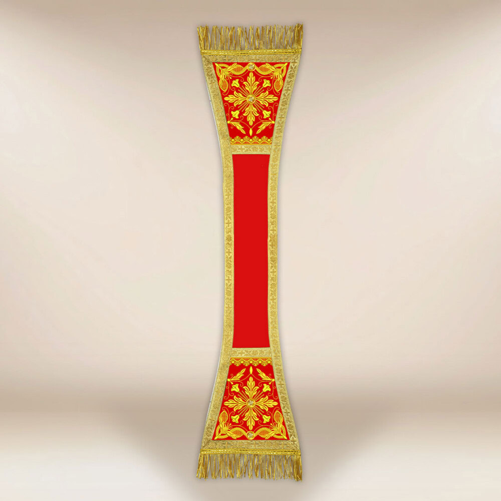 Manipularz liturgiczny czerwony haftowany