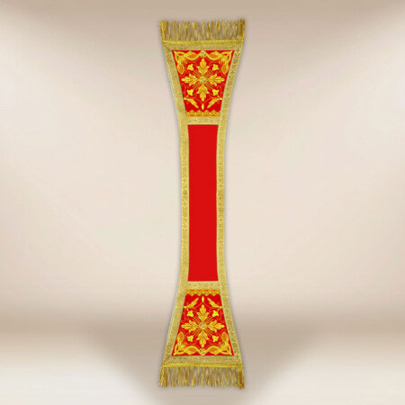 Manipularz liturgiczny czerwony haftowany