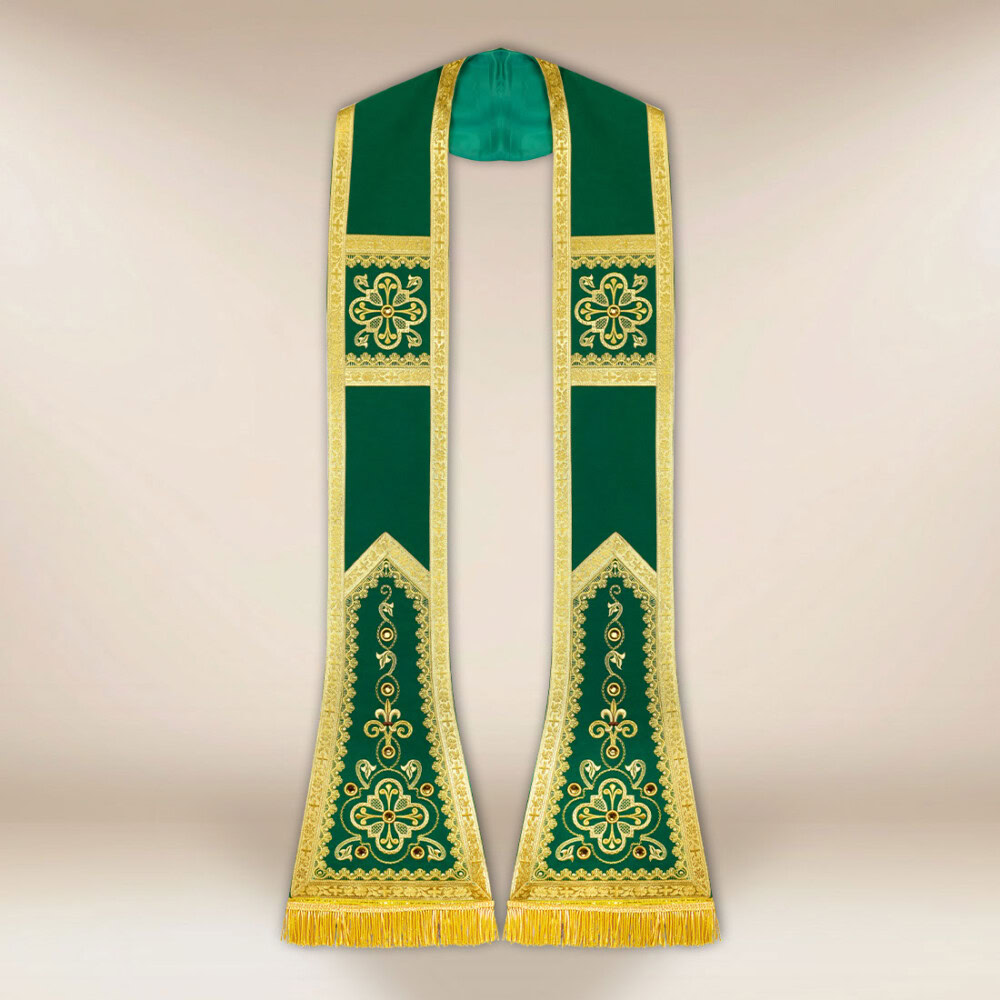 Étole romaine verte brodée