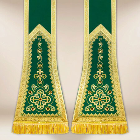 Étole romaine verte brodée