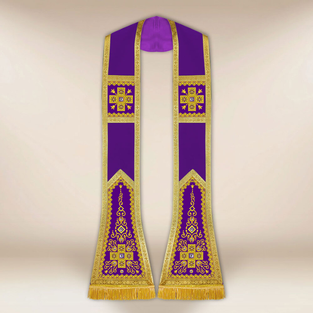 Étole brodée romaine violette