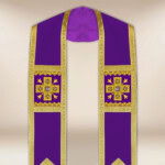 Étole brodée romaine violette