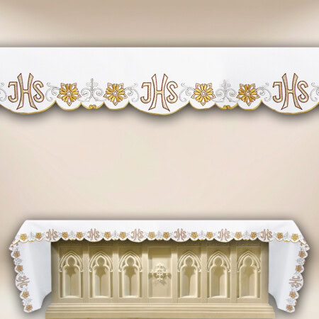 Nappe d’autel brodée avec IHS