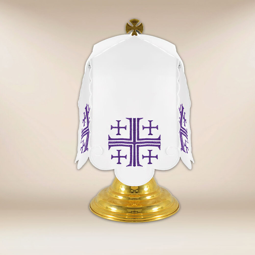 Voile de ciboire Croix de Jérusalem violet