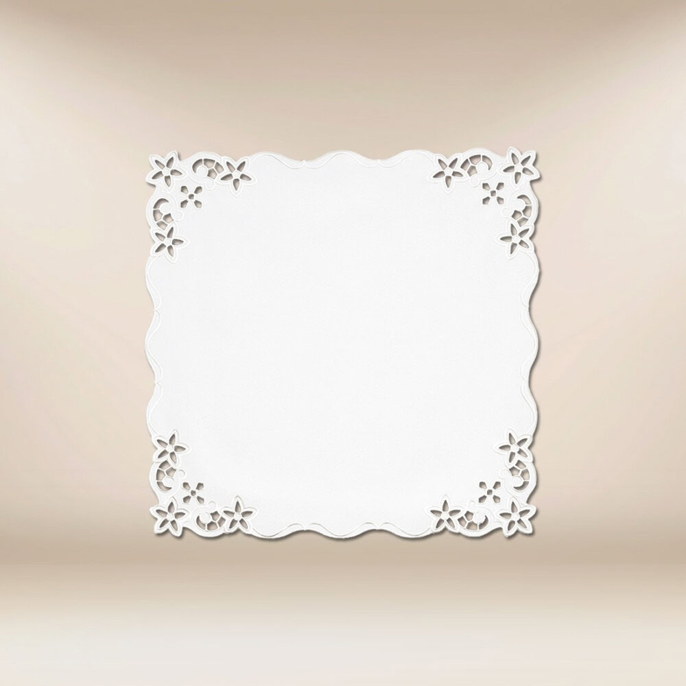Serviette brodée blanche 45x45