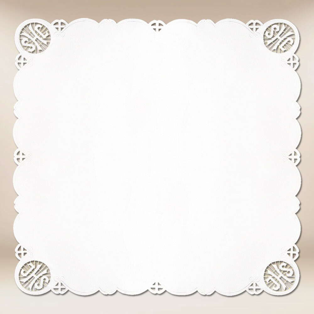 Linge d’autel brodé blanc avec motif IHS