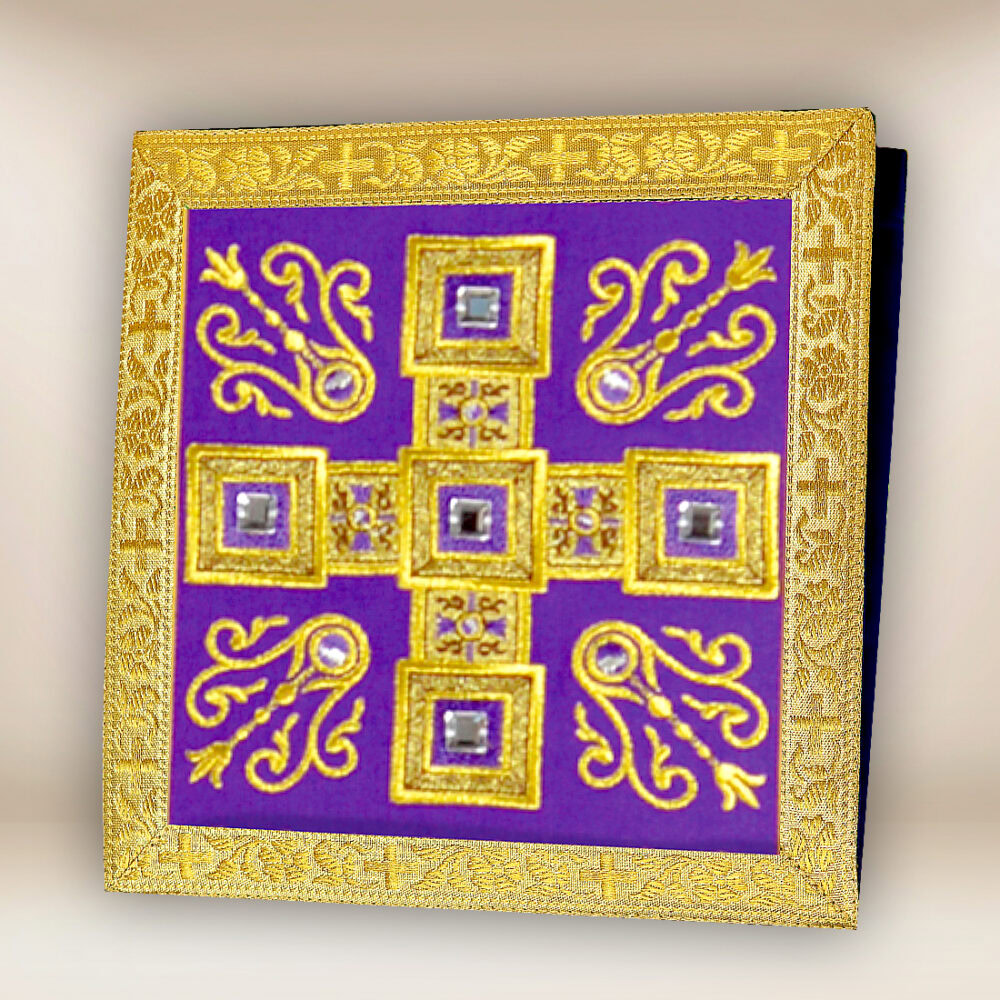 Bourse de corporal liturgique violette brodée