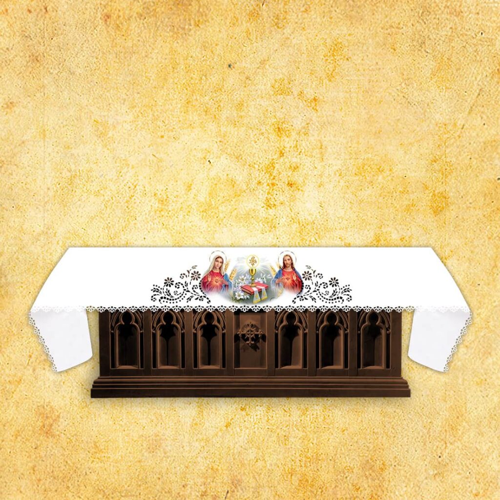 Nappe d’autel ajourée avec image photo Nappe d’autel ajourée avec image photo