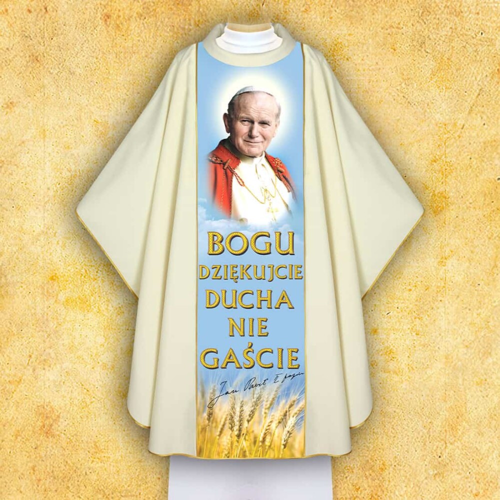 Chasuble photo patriotique Jean-Paul II et Notre-Dame de Czestochowa