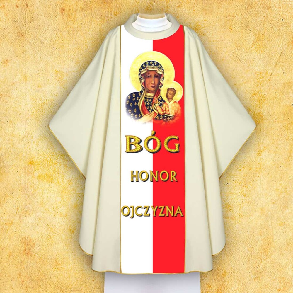 Chasuble photo patriotique "Notre-Dame de Czestochowa"