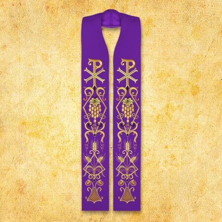 Étole liturgique brodée violette avec le syNotre-Dameole PX