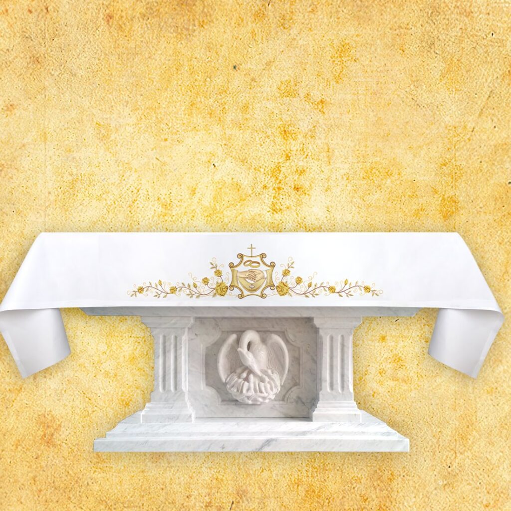 Nappe d’autel de mariage brodée