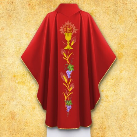 Chasuble brodée Calice rouge