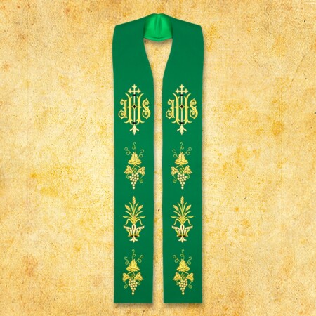 Étole liturgique brodée avec IHS