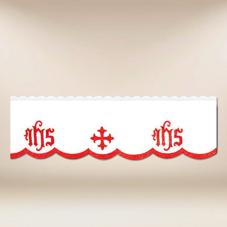 Dentelle liturgique brodée rouge