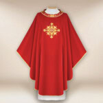 Chasuble liturgique brodée rouge IHS