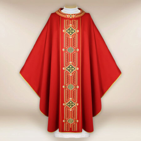 Chasuble liturgique rouge brodée