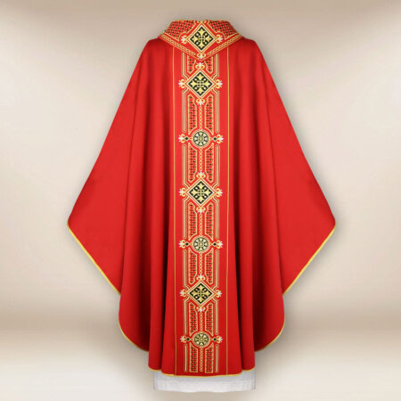 Chasuble liturgique rouge brodée