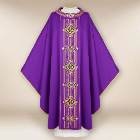 Chasuble liturgique violette brodée