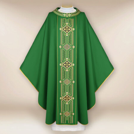 Chasuble liturgique verte brodée