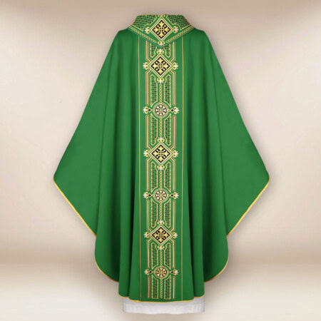 Chasuble liturgique verte brodée