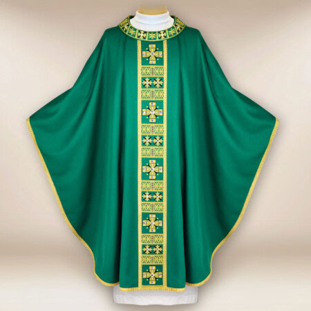 Chasuble liturgique verte brodée