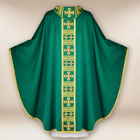 Chasuble liturgique verte brodée