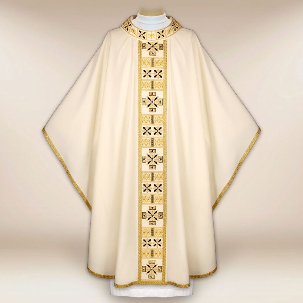 Chasuble liturgique écrue brodée