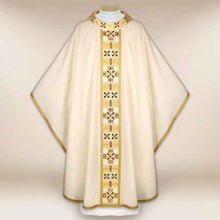 Chasuble liturgique écrue brodée