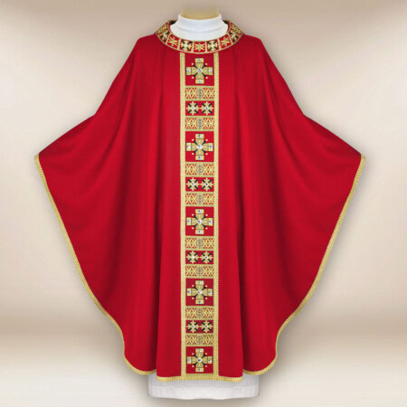 Chasuble liturgique rouge brodée