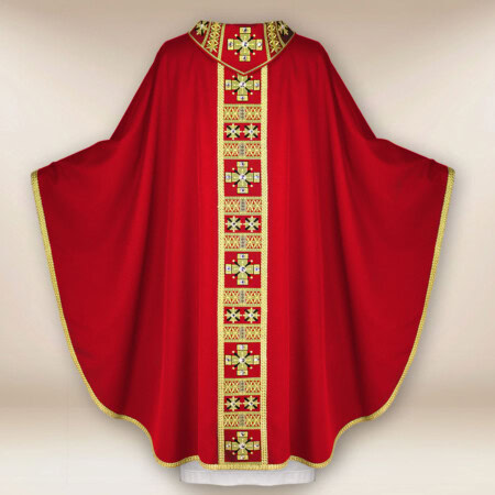 Chasuble liturgique rouge brodée