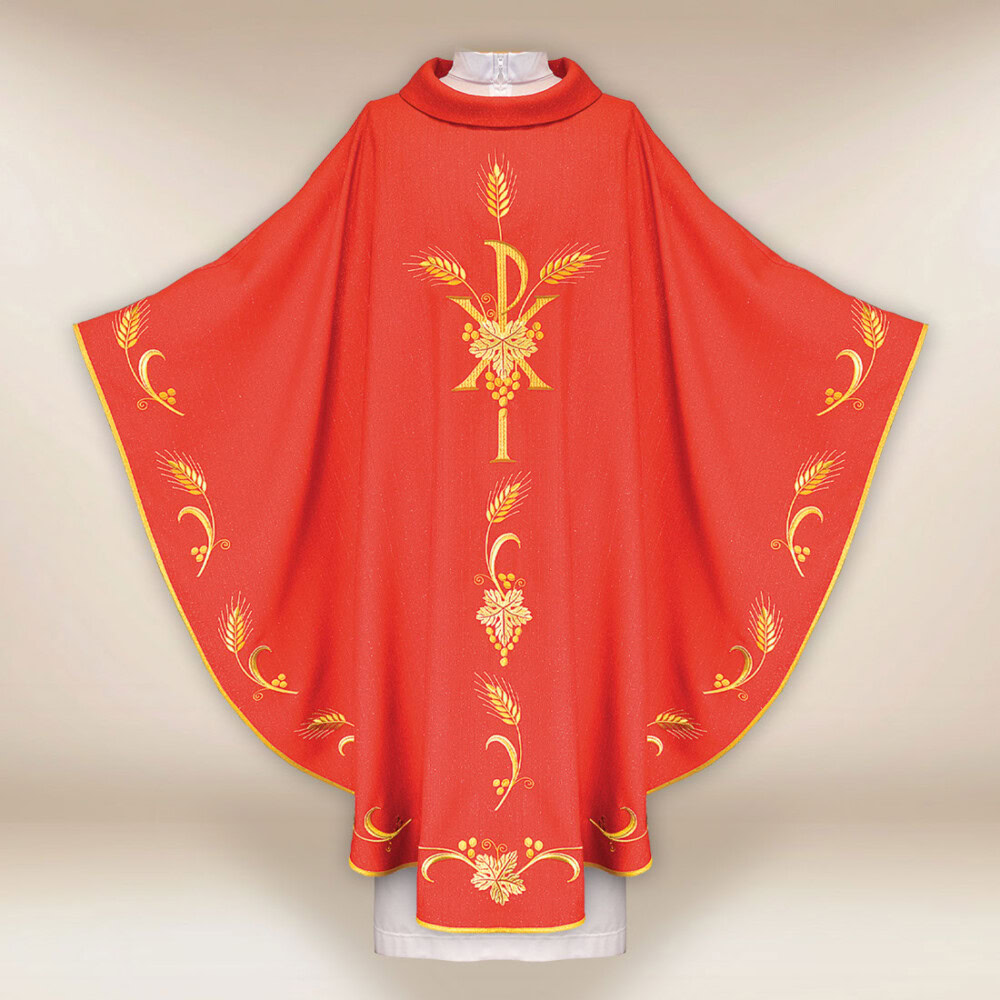 Chasuble liturgique rouge avec PX