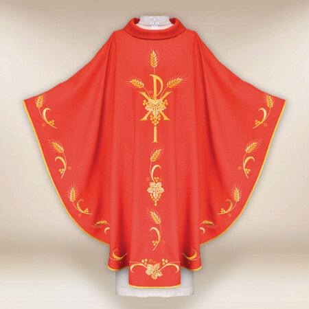 Chasuble liturgique rouge avec PX