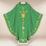 Chasuble liturgique verte avec PX